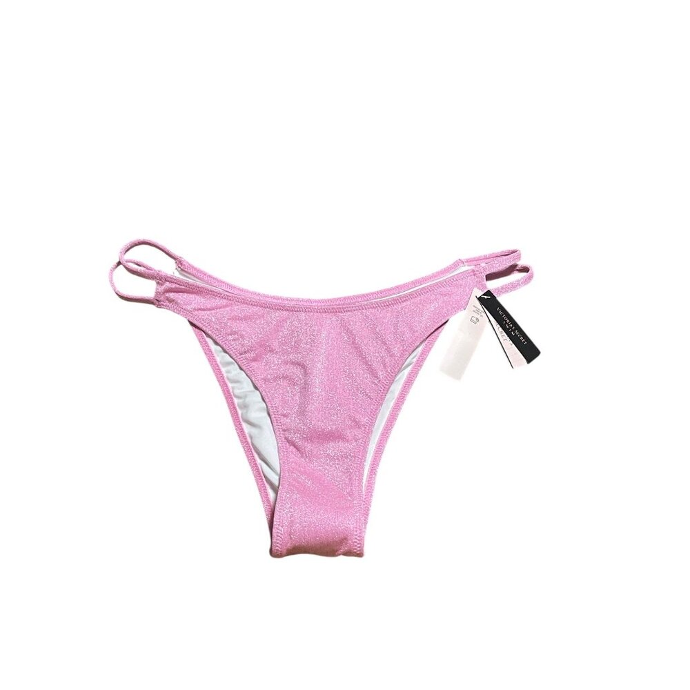 Victorias Secret Pink Sparkly Bikini Bottom Medium‎ Double Strap Lining - Picture 6 of 11